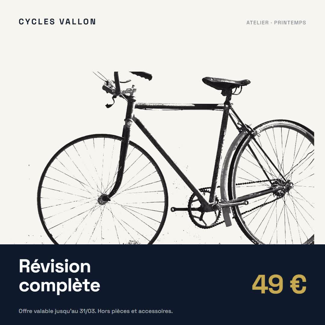 Le même vélo détouré, recadré et habillé aux couleurs de la marque
