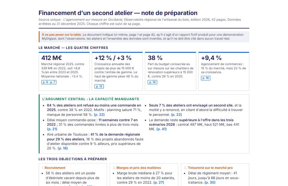 Une note de préparation